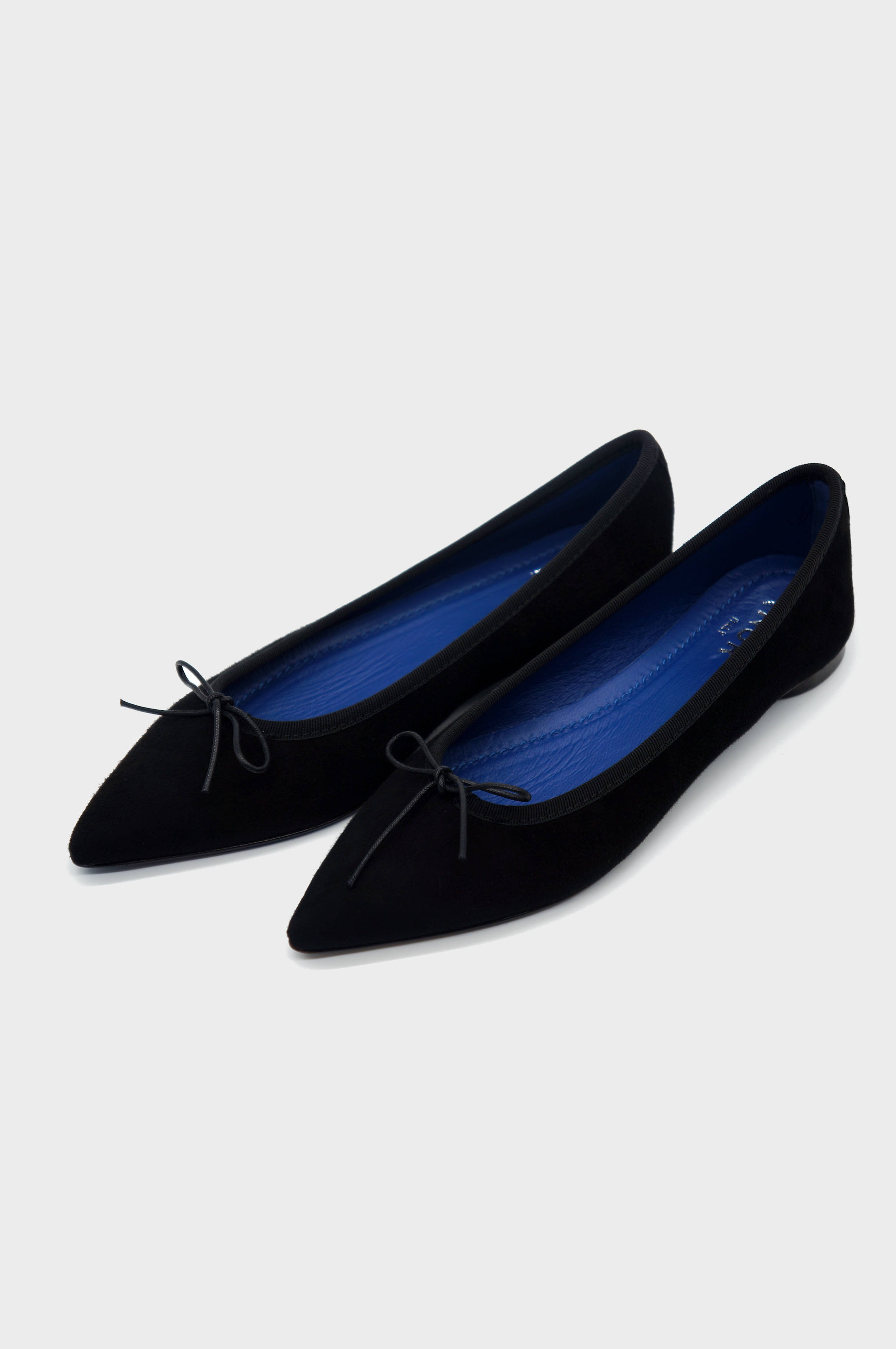 NUR ITALY Isabella Suede Pointed-Toe Flat, Color, BLACK #color_milano black