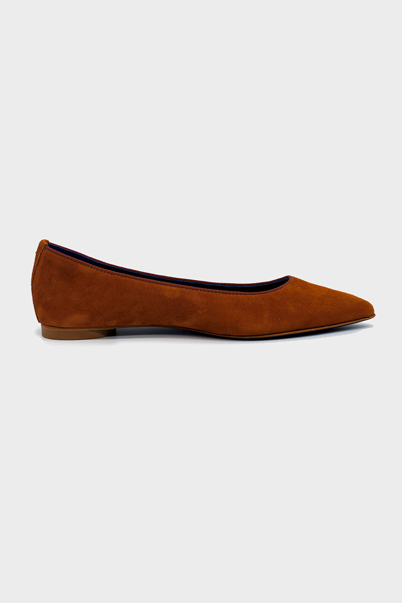 NUR ITALY Margherita Suede Pointed-Toe Flat, color TAN #color_palermo tan