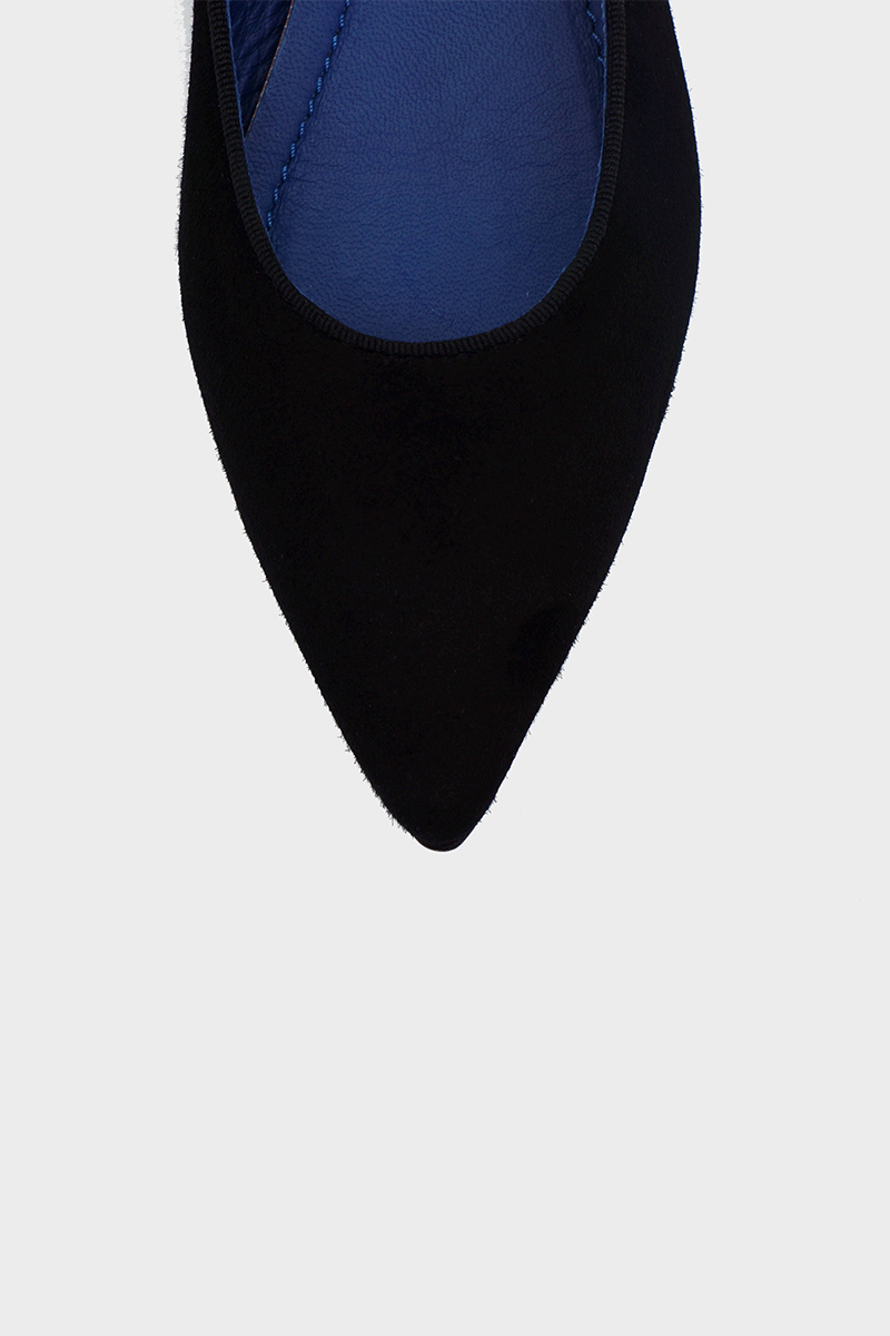 NUR ITALY Margherita Suede Pointed-Toe Flat, color BLACK #color_milano black