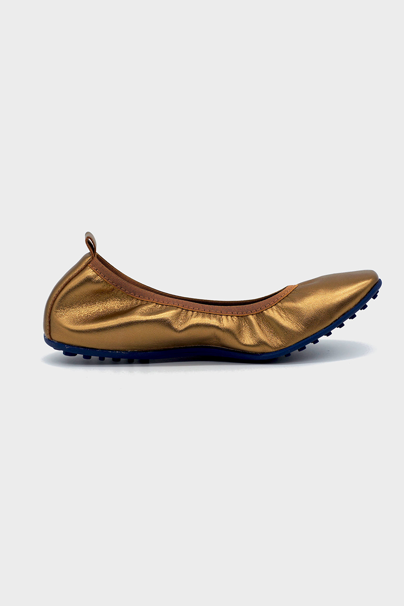 NUR ITALY Valentina Laminato Metallic Foldable Flats, color, BRONZE #color_siena bronze