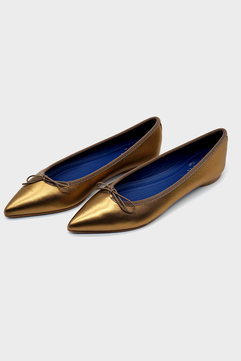 NUR ITALY Isabella Metallic Pointed-Toe Ballerina Flat, color, Bornze #color_siena bronze