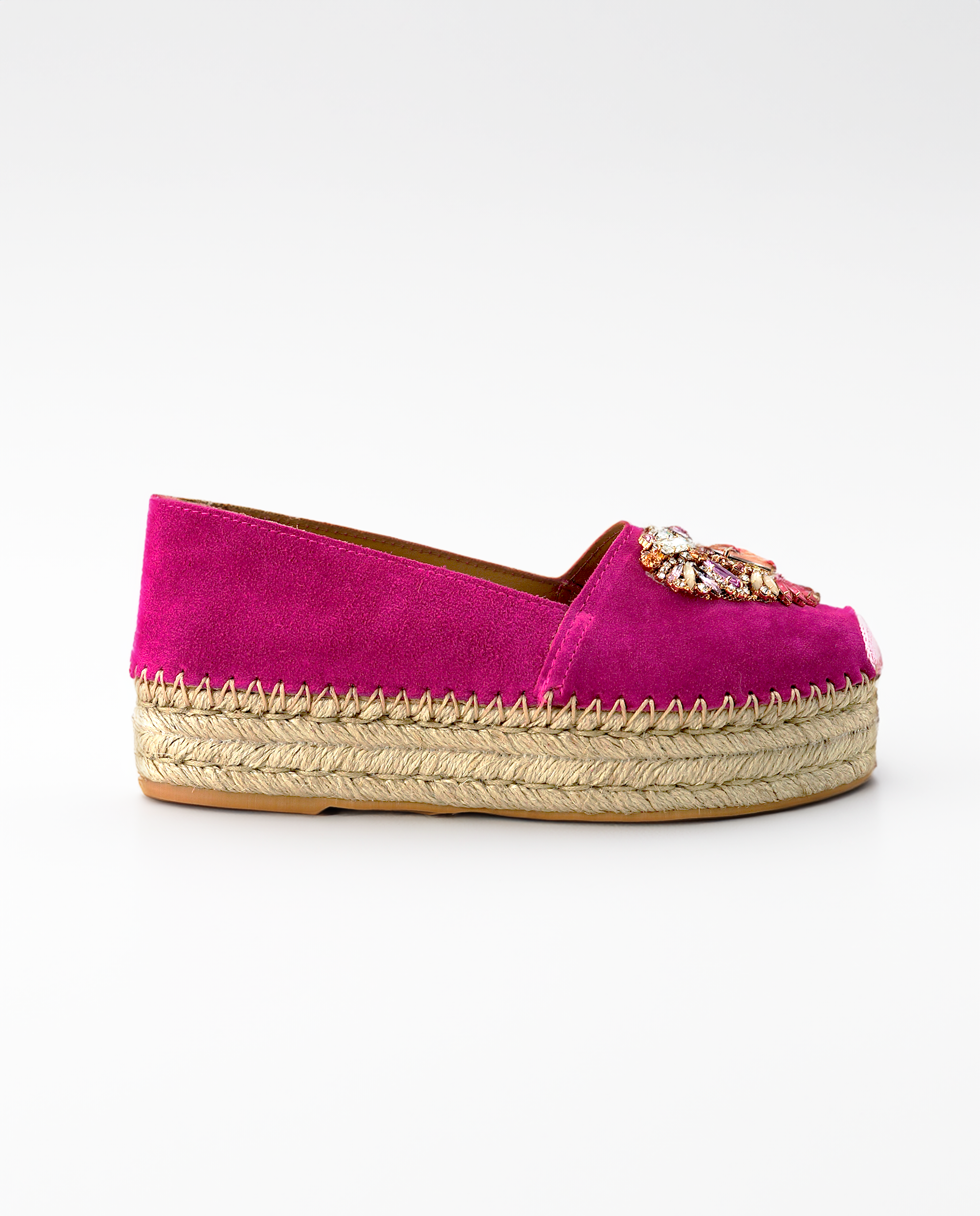 NUR ITALY Fiorella Suede Leather Platform Espadrilles, color, FUCHSIA