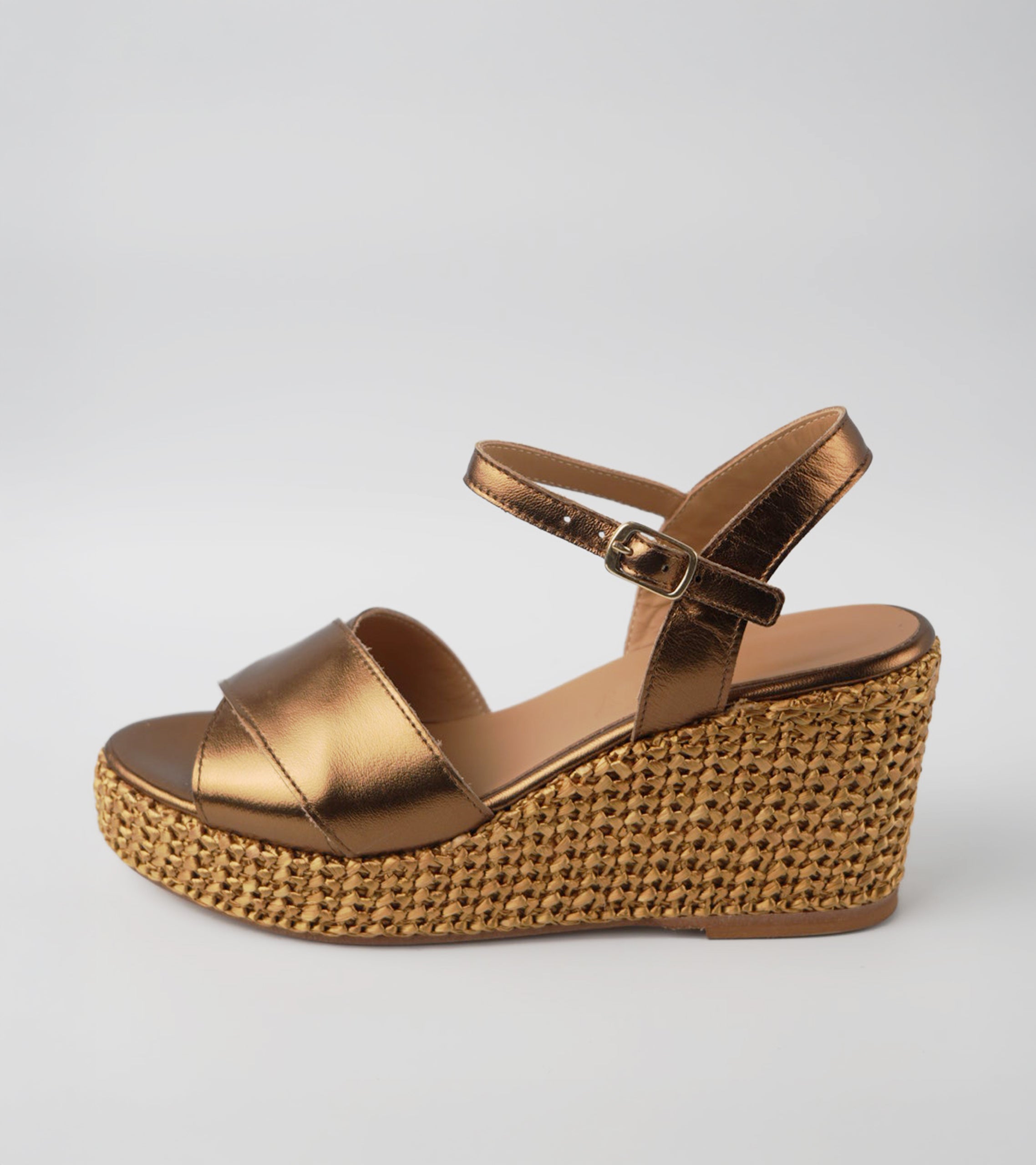 The Marisa - Bronzo Laminato Leather Wedge Sandal