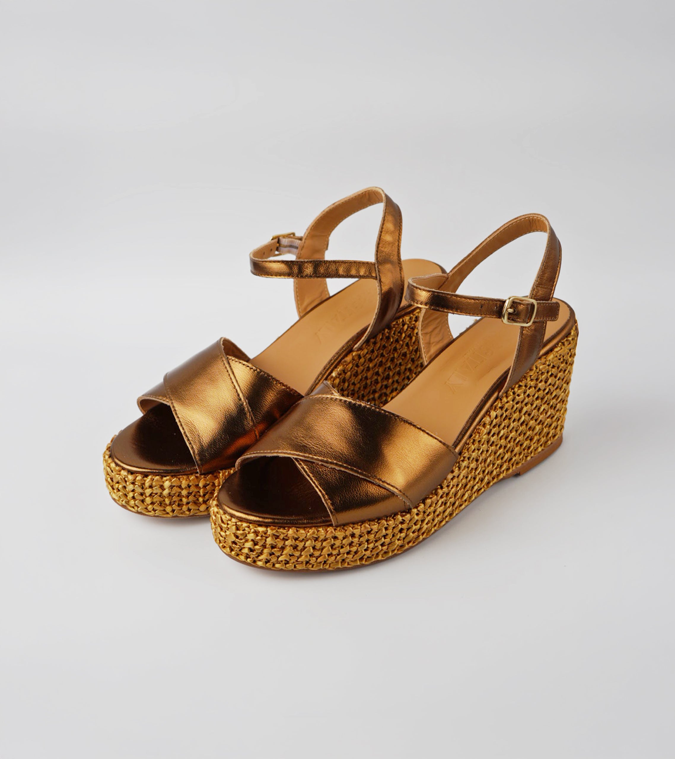 The Marisa - Bronzo Laminato Leather Wedge Sandal