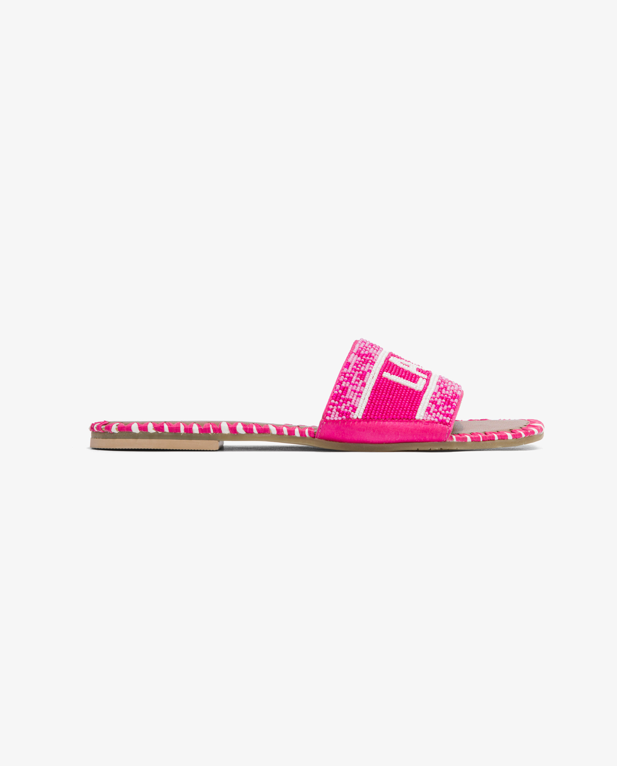 NUR ITALY CUPLE Lola Pink Beads Sandal, color, PINK AND WHITE