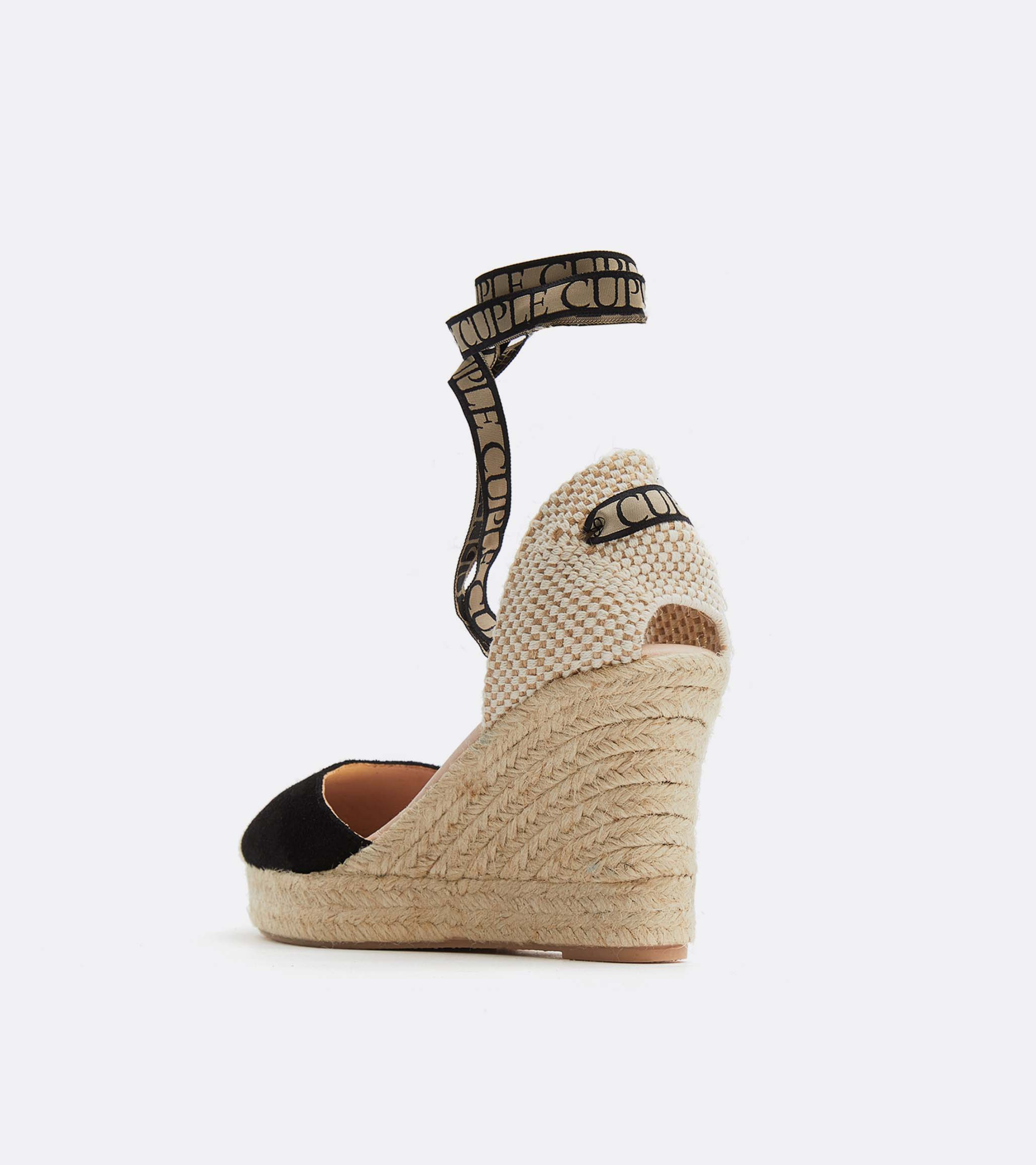 The Aitana - Black Suede Wedge Espadrilles