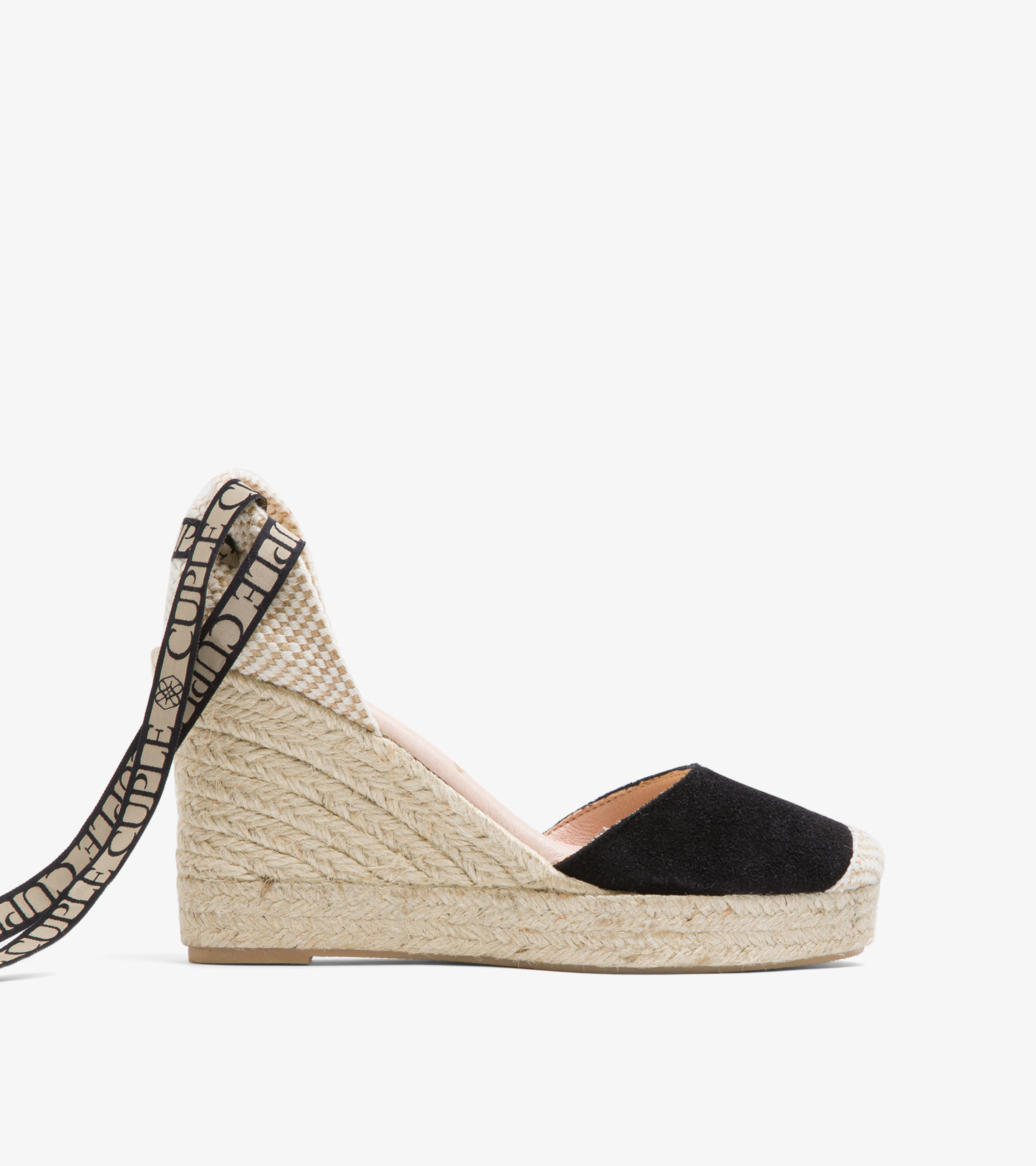 The Aitana - Black Suede Wedge Espadrilles