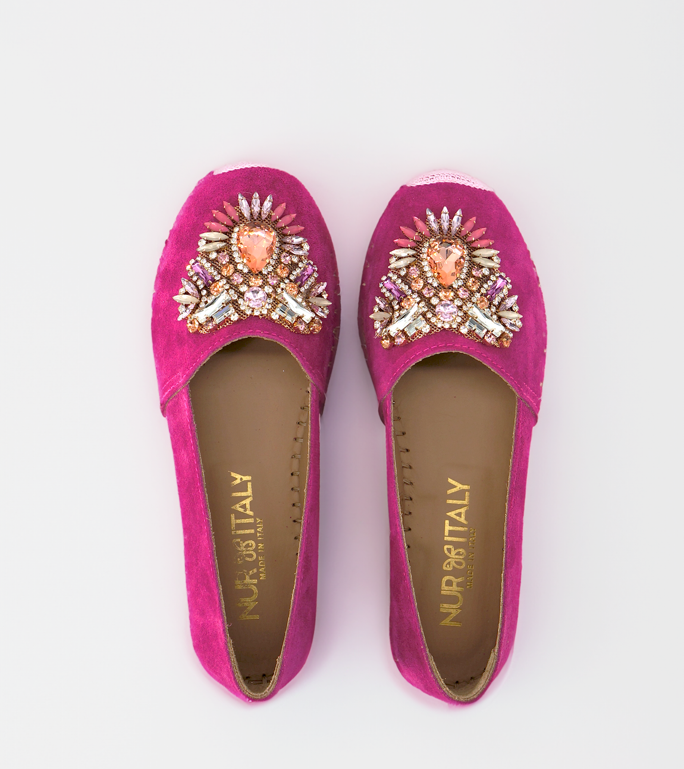 NUR ITALY Fiorella Suede Leather Platform Espadrilles, color, FUCHSIA