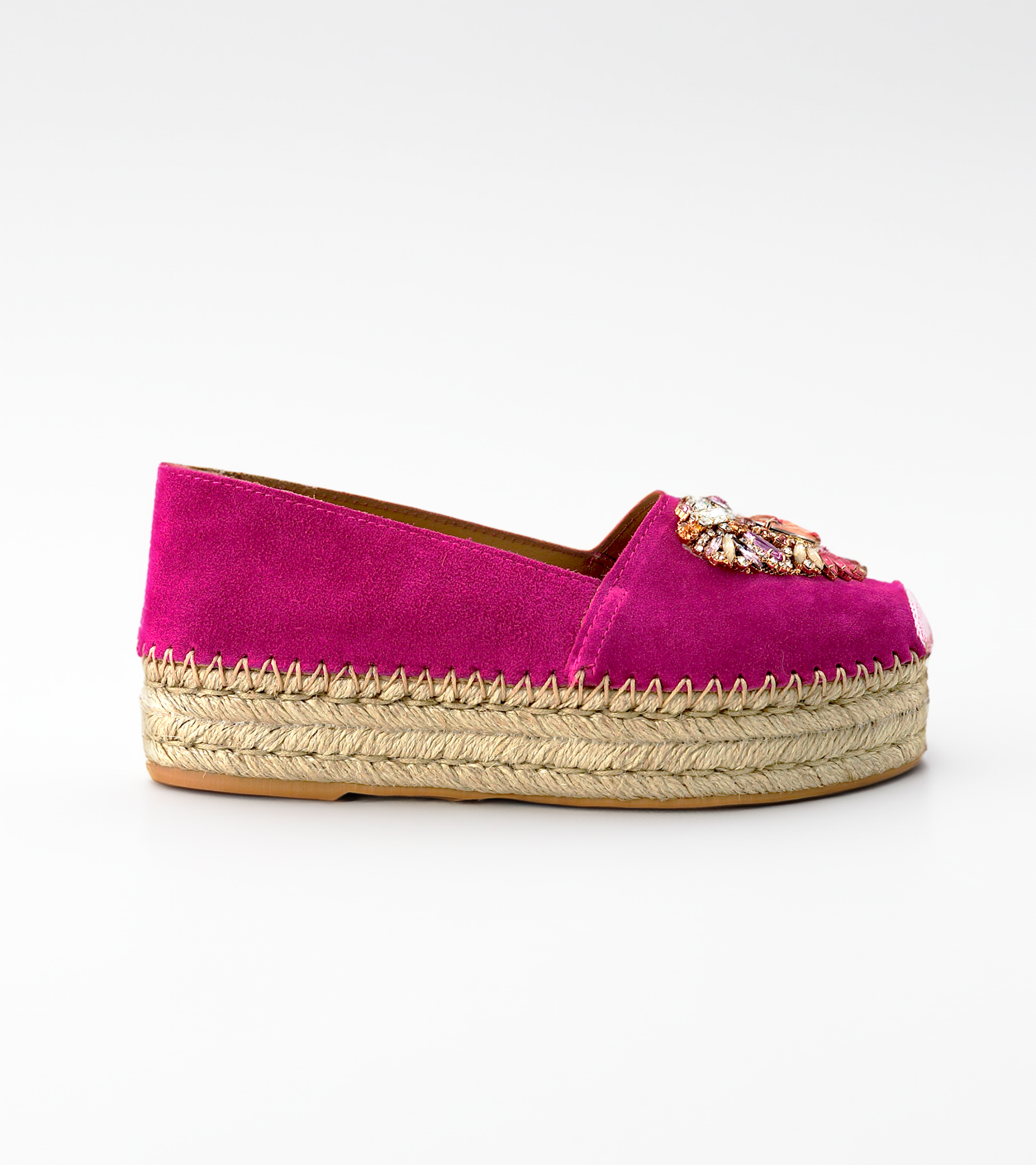 NUR ITALY Fiorella Suede Leather Platform Espadrilles, color, FUCHSIA