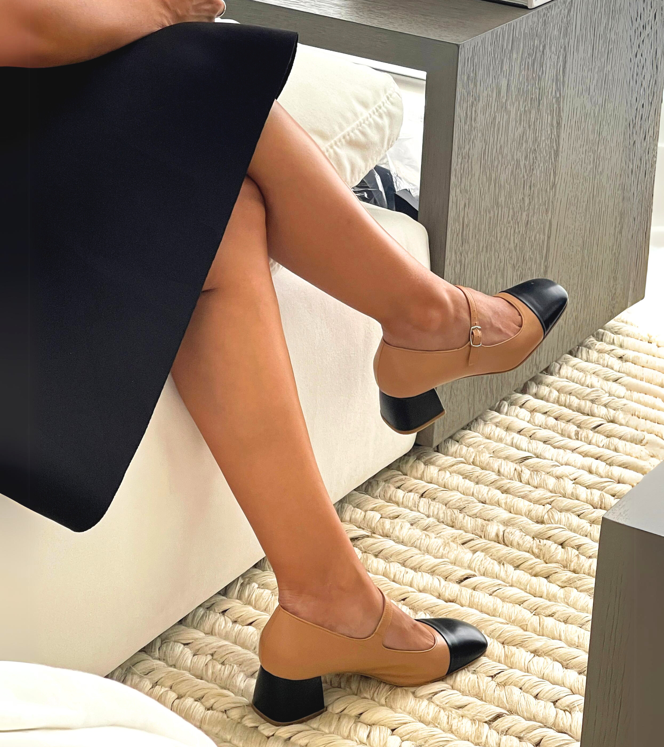 Nicoletta - Zapato de tacón cuadrado de piel napa