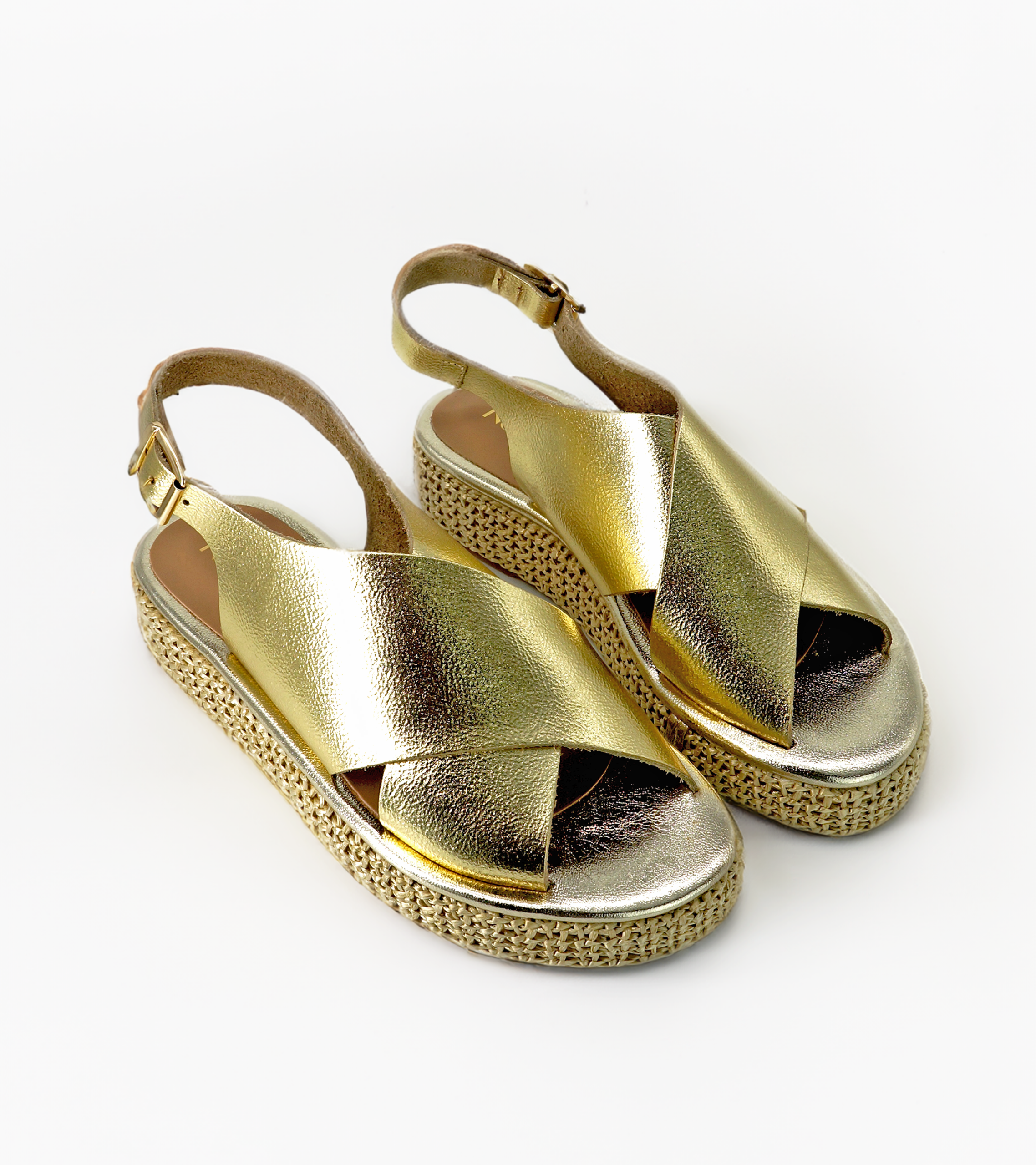 NUR ITALY Vittoria Metallic Flatform Sandal, color, GOLD