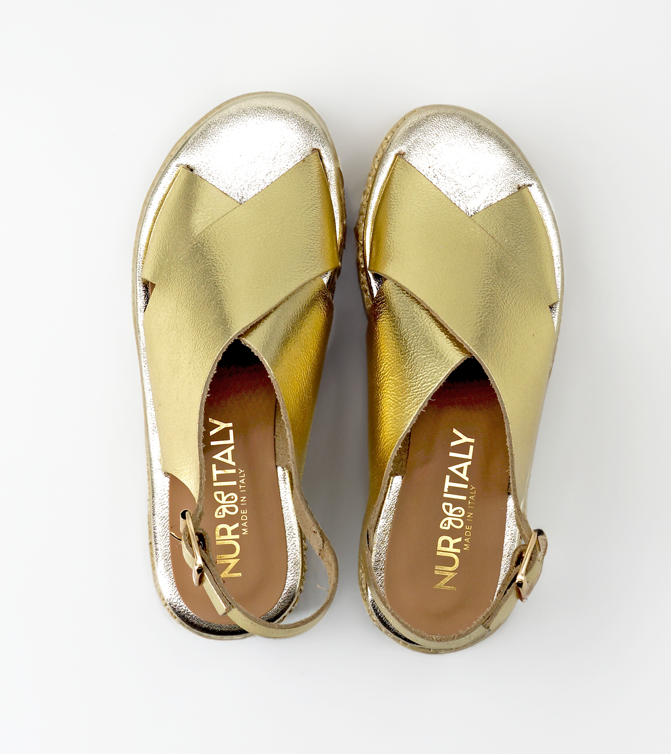 NUR ITALY Vittoria Metallic Flatform Sandal, color, GOLD
