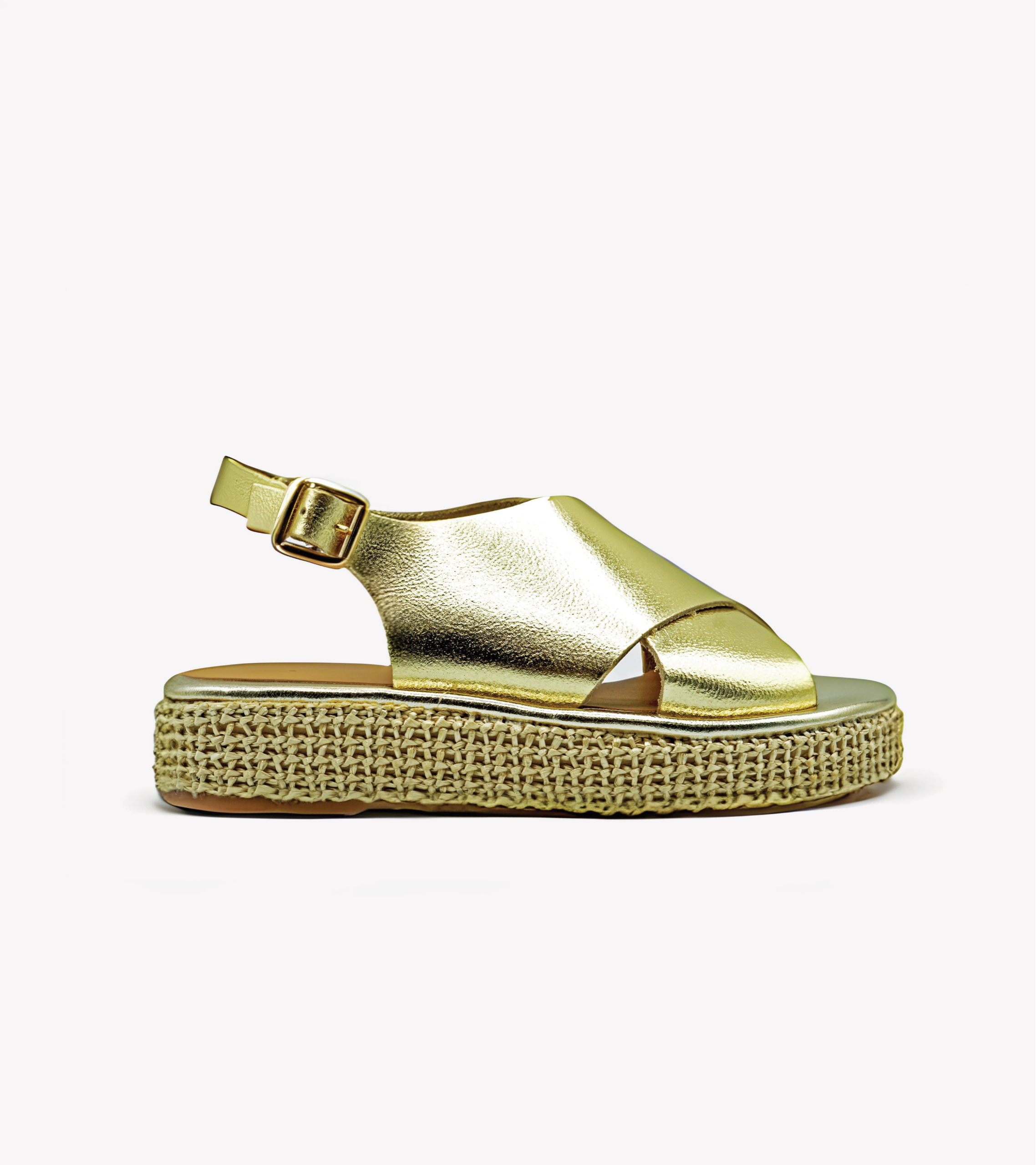 NUR ITALY Vittoria Metallic Flatform Sandal, color, GOLD