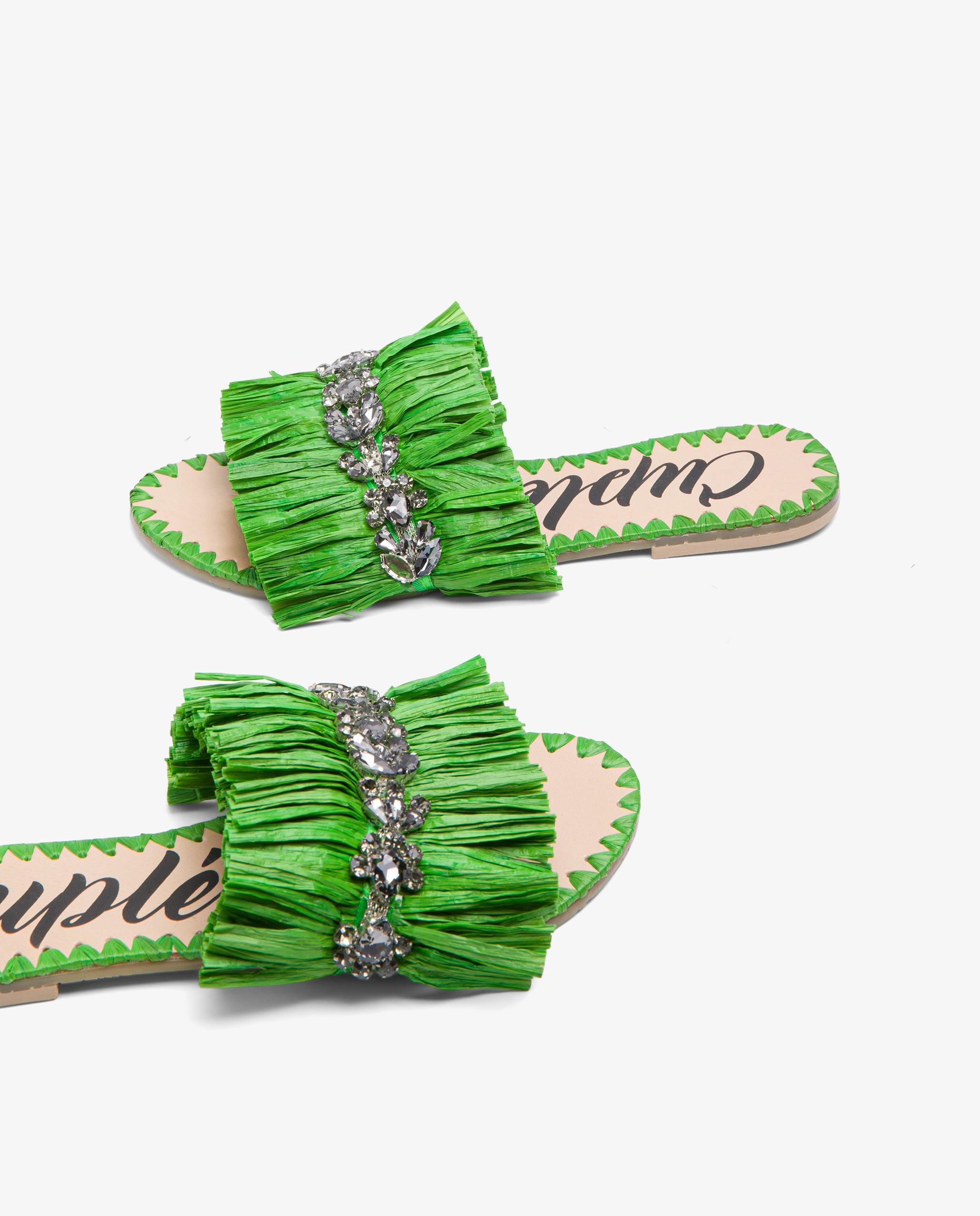 NUR ITALY CUPLE Julieta Raffia Flat Sandal, color, GREEN #color_green