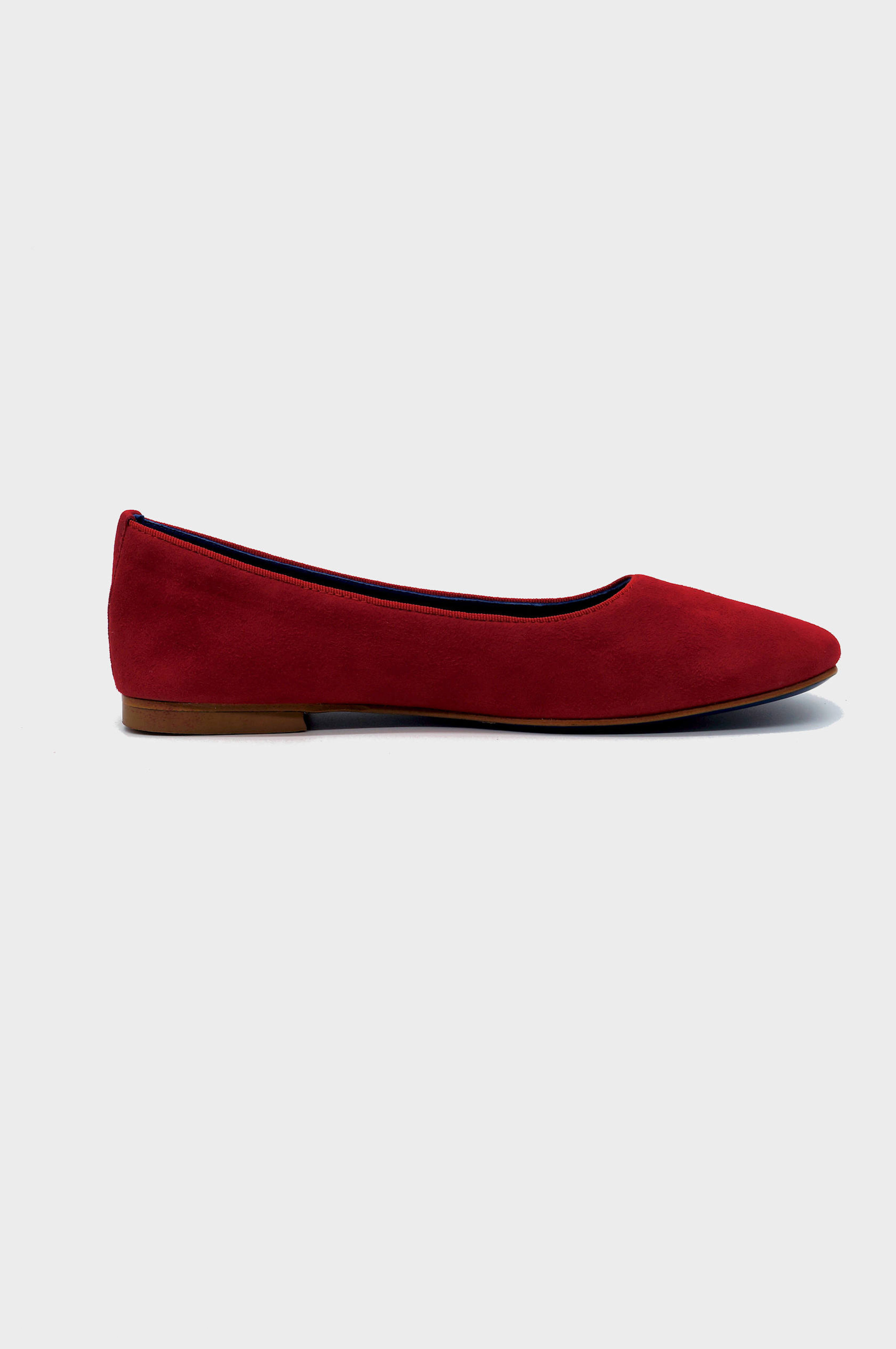 NUR ITALY Giulia Suede Square-Toe Flat, color, RED #color_varese fire