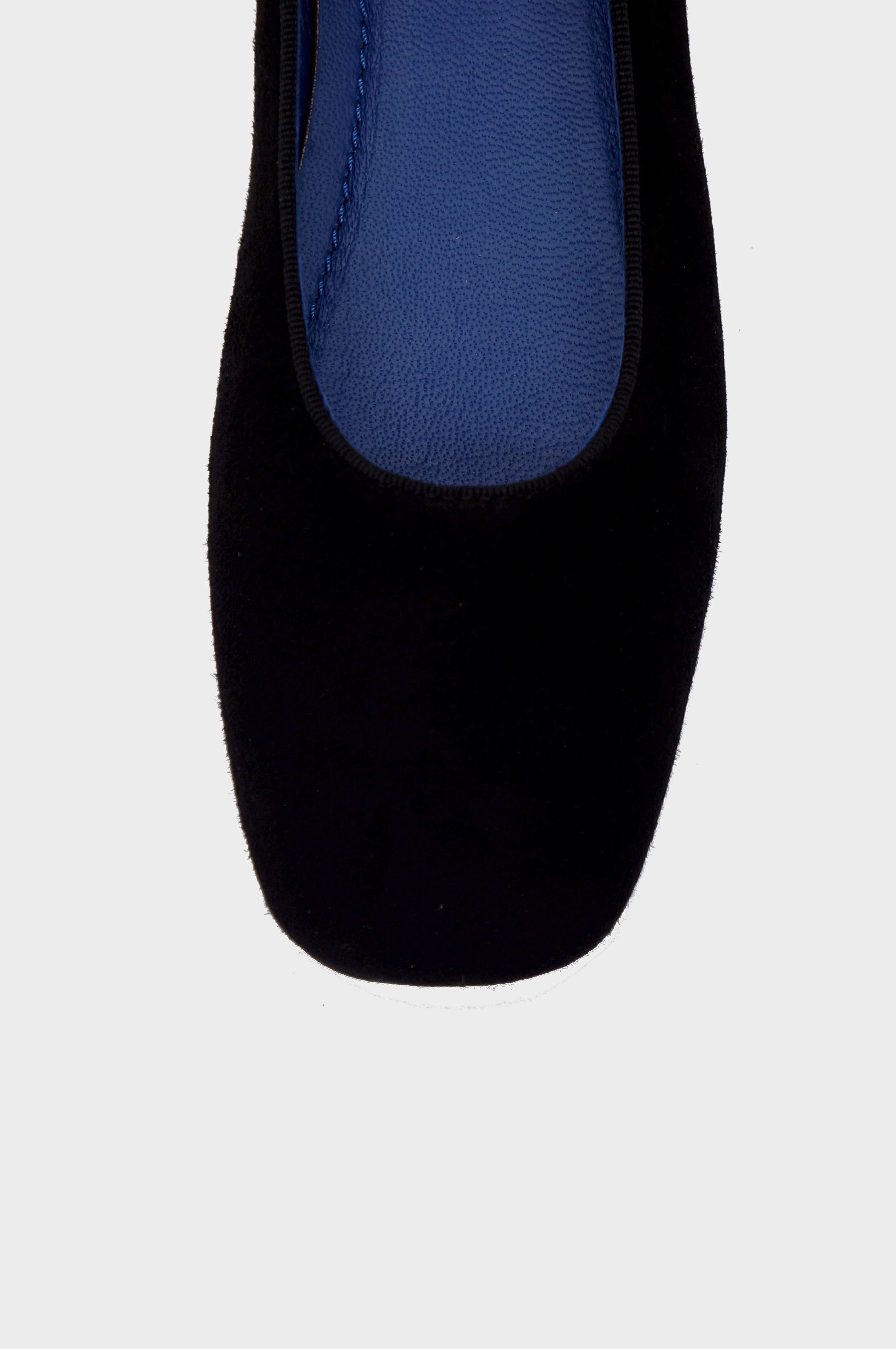 Square-toe detail of Giulia Suede Ballerina Flat, Color, BLACK #color_milano black