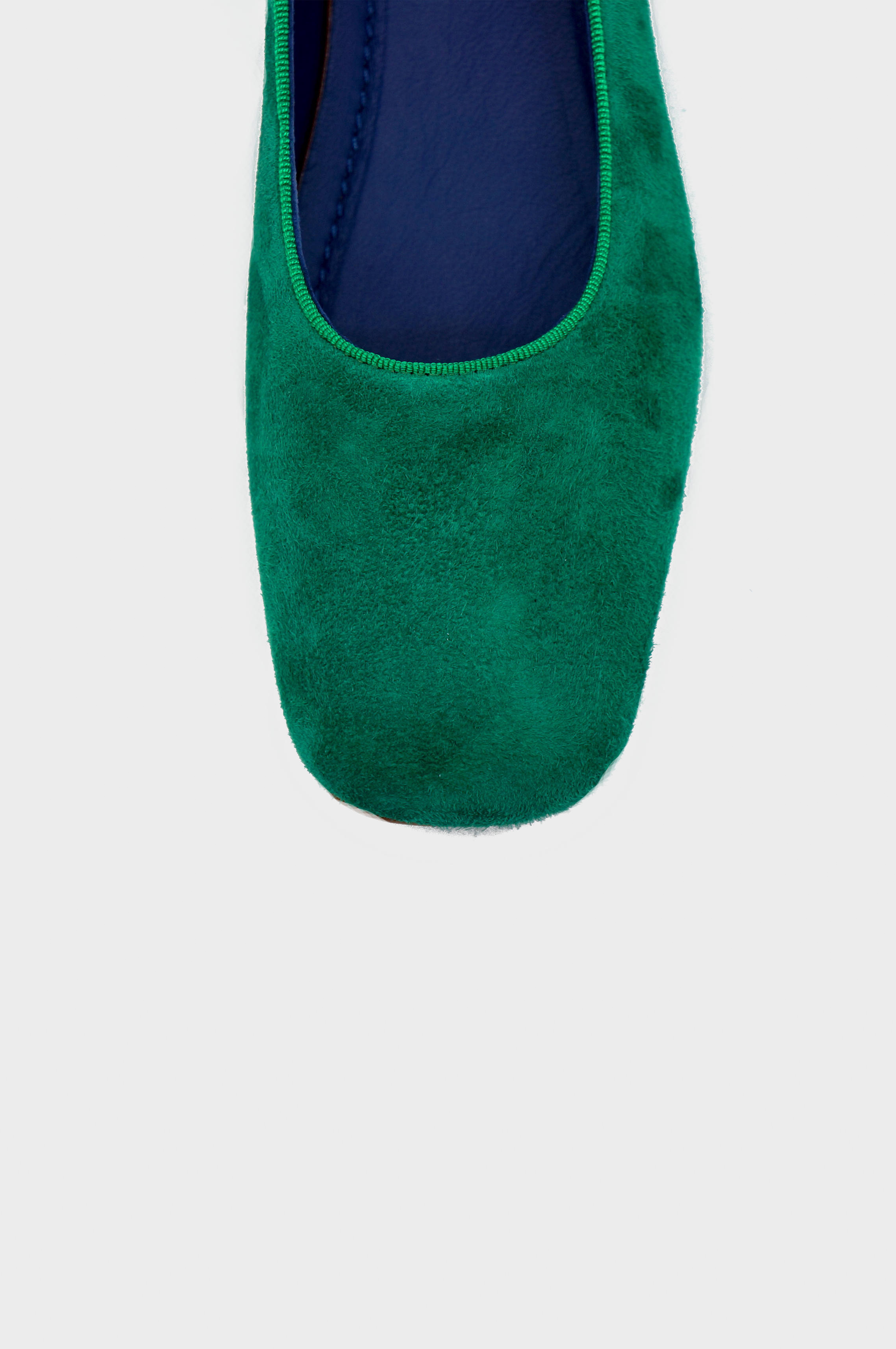 Square-toe detail of Giulia Suede Ballerina Flat, Color, EMERALD GREEN #color_torino emerald