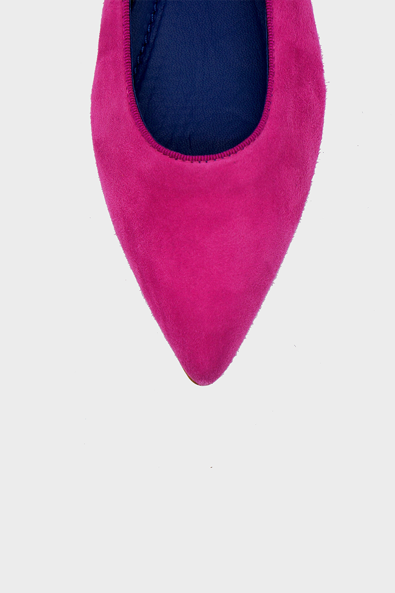 NUR ITALY Margherita Suede Pointed-Toe Flat, color FUCHSIA #color_bari fuchsia