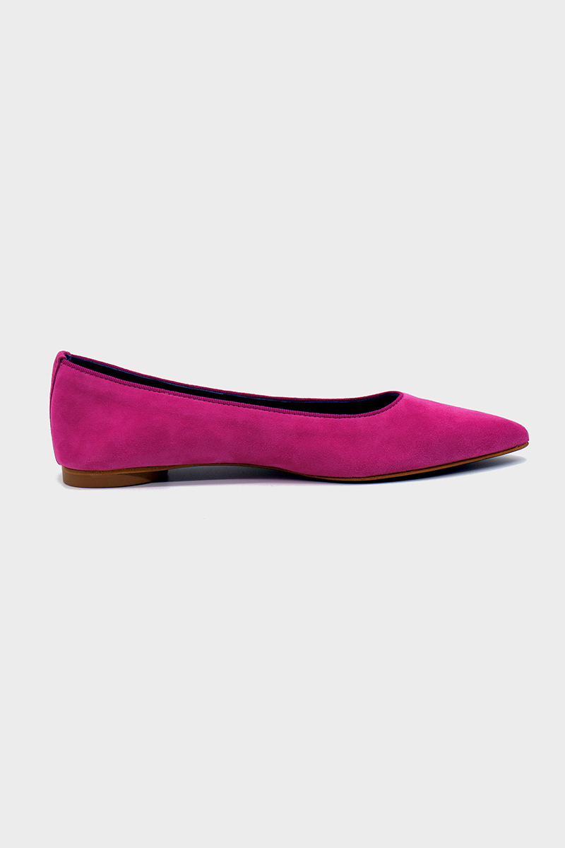 NUR ITALY Margherita Suede Pointed-Toe Flat, color FUCHSIA #color_bari fuchsia