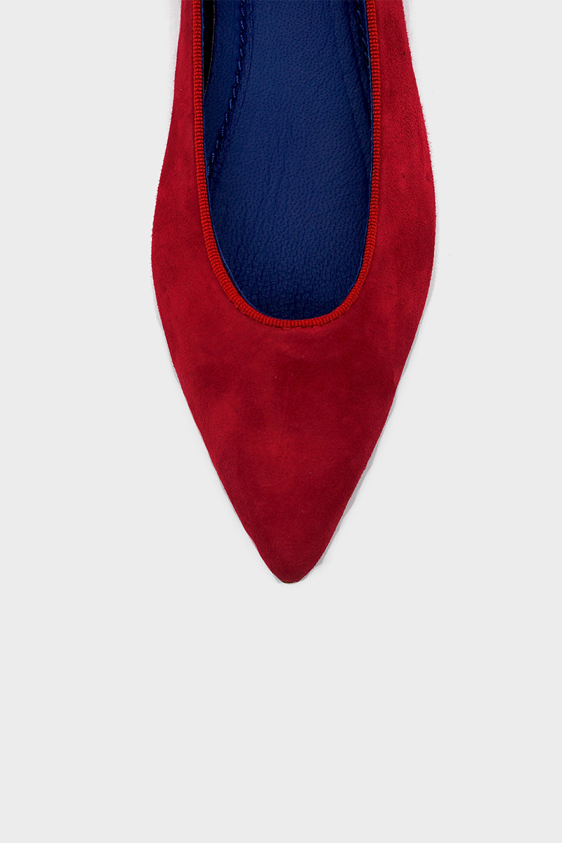 NUR ITALY Margherita Suede Pointed-Toe Flat, color, RED #color_varese fire