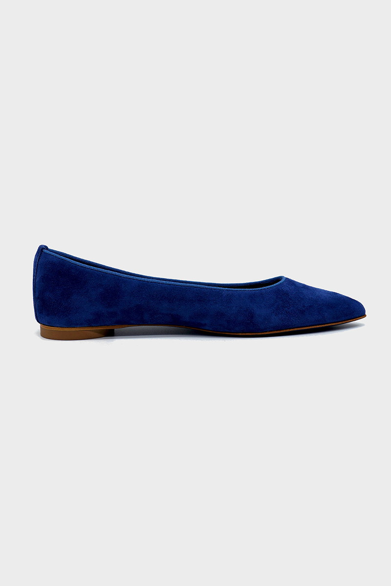 NUR ITALY Margherita Suede Pointed-Toe Flat, color NAVY BLUE #color_perugia navy