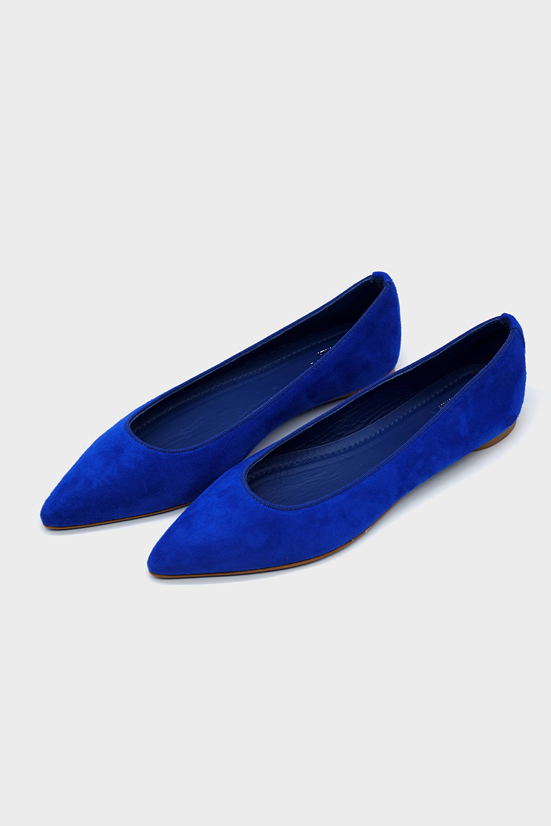 NUR ITALY Margherita Suede Pointed-Toe Flat, color. ROYAL BLUE #color_nur blue