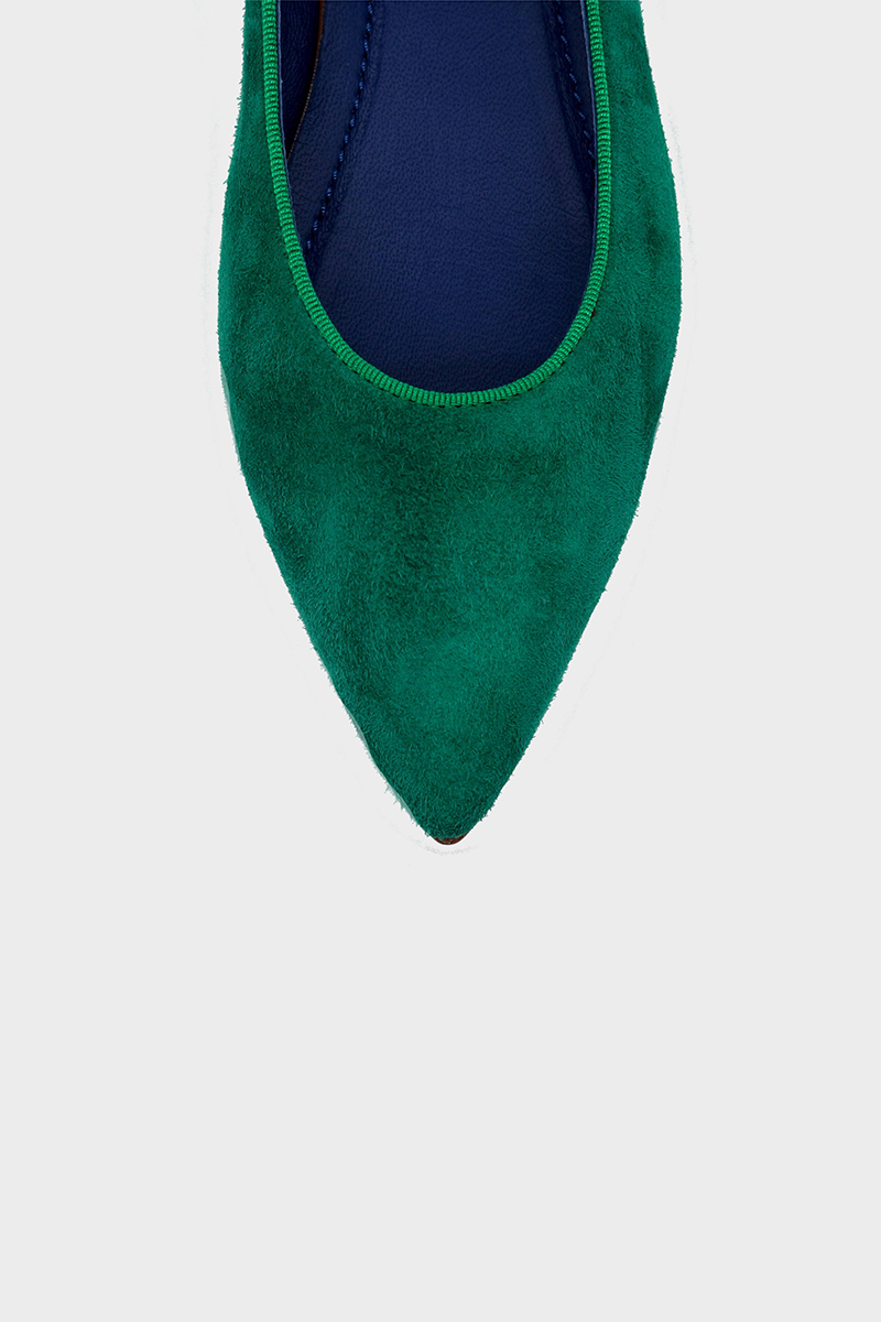 NUR ITALY Margherita Suede Pointed-Toe Flat, color, EMERALD GREEN #color_torino emerald