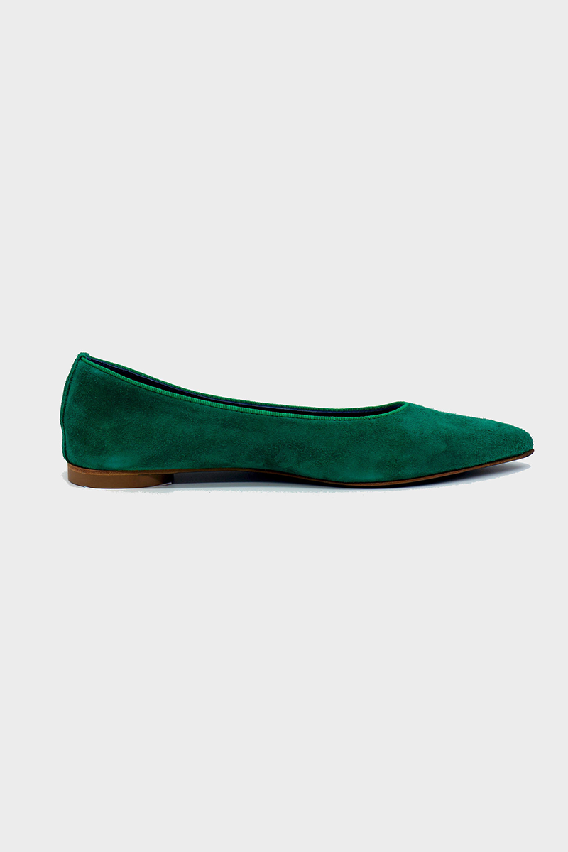 NUR ITALY Margherita Suede Pointed-Toe Flat, color, EMERALD GREEN #color_torino emerald