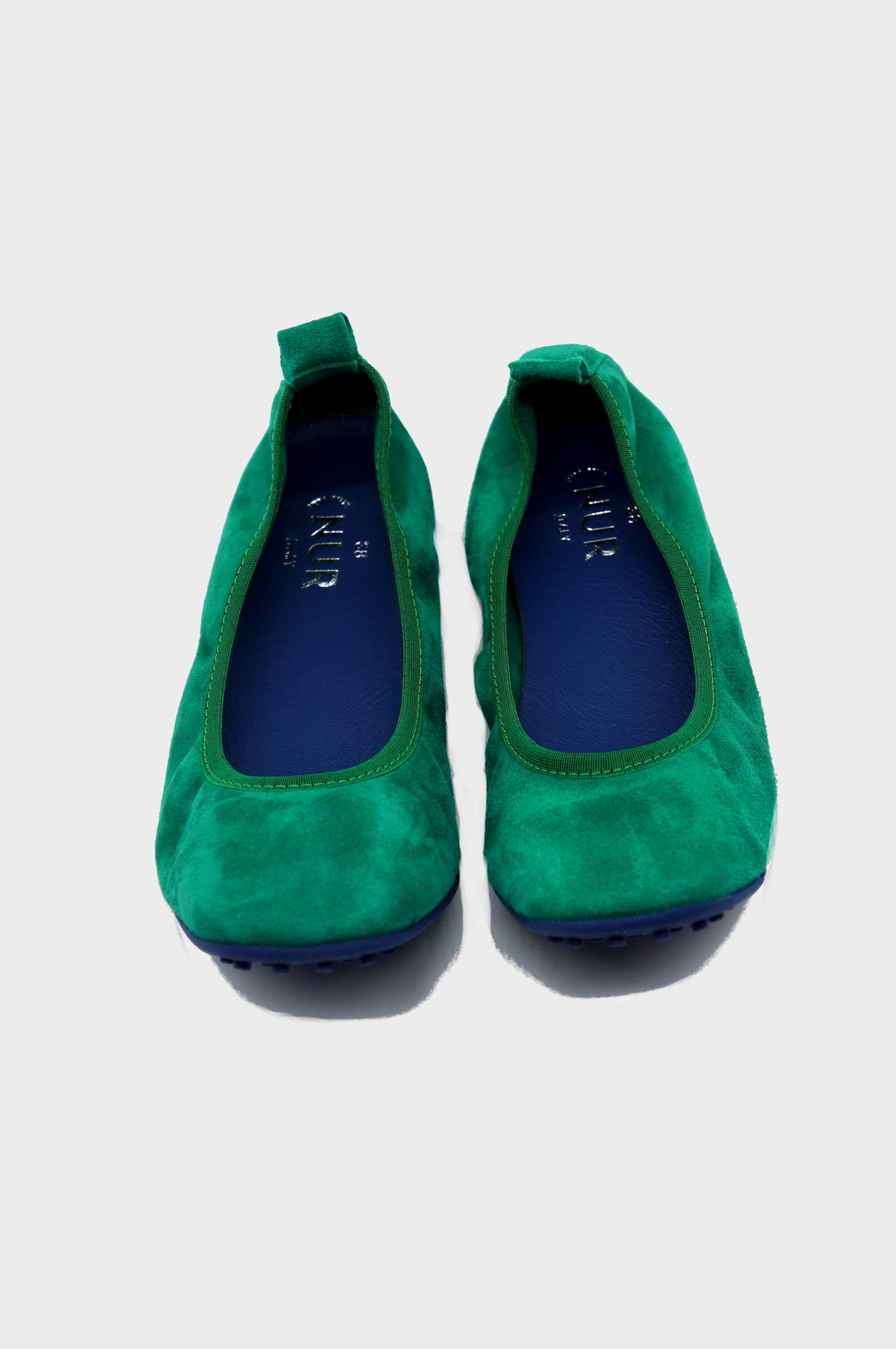 NUR ITALY Valentina Suede Foldable Flats, color, EMERALD GREEN  #color_torino emerald