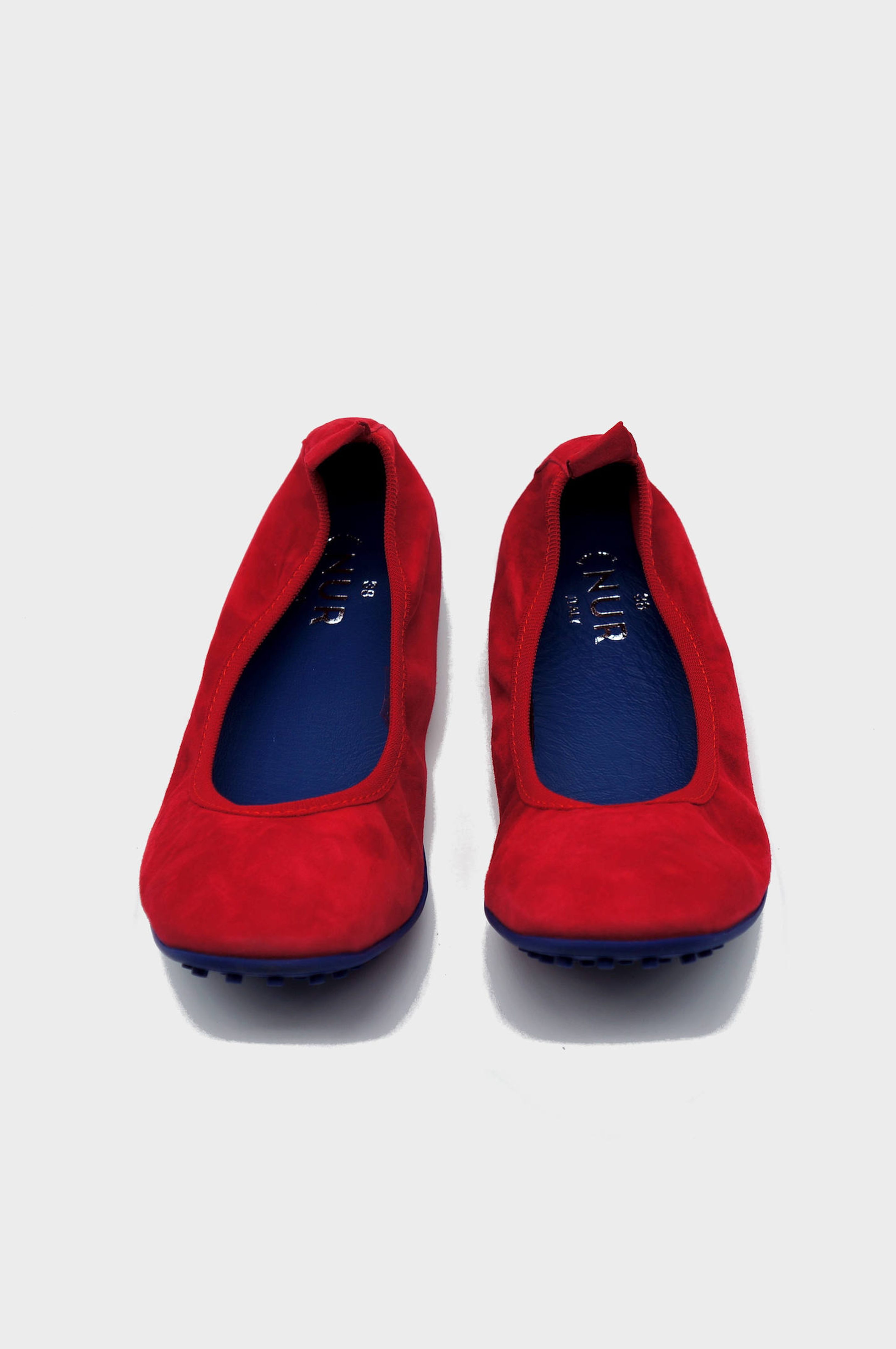 NUR ITALY Valentina Suede Foldable Flats, color, RED  #color_varese fire