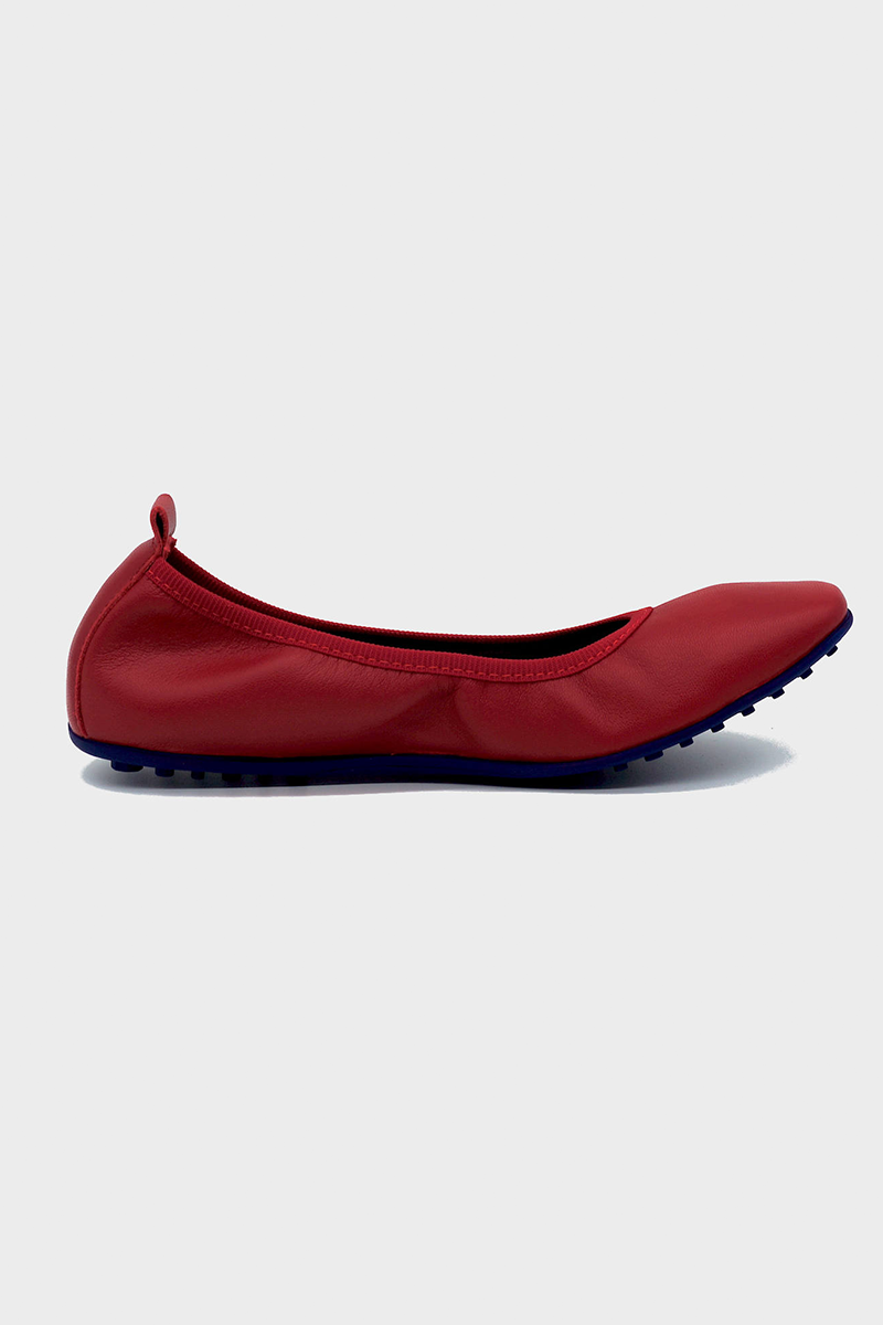 NUR ITALY Valentina Nappa Leather Foldable Flat, color, RED #color_varese fire