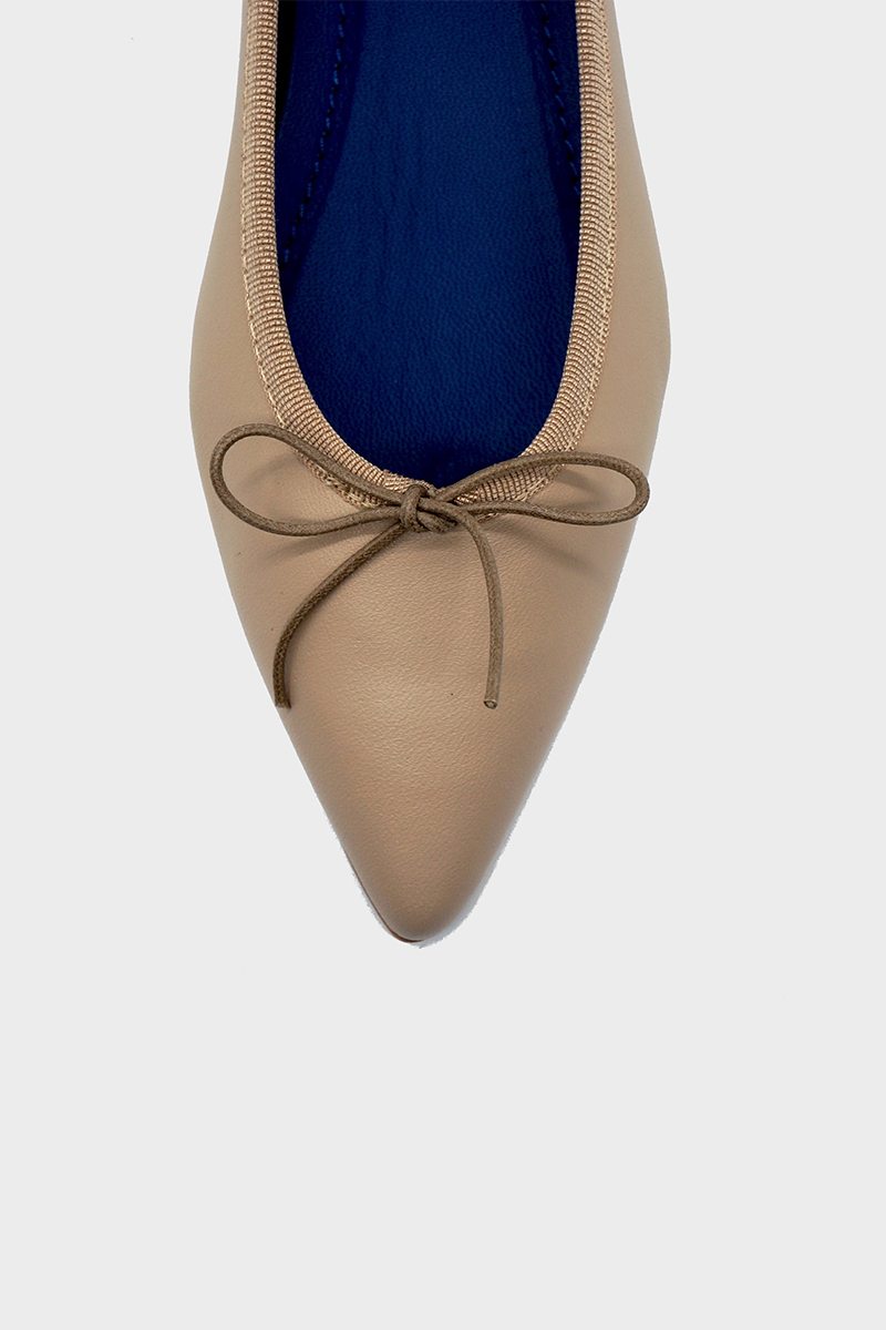 Detail of Isabella Nappa Pointed-Toe Ballerina, color, CREAM #color_pisa cream