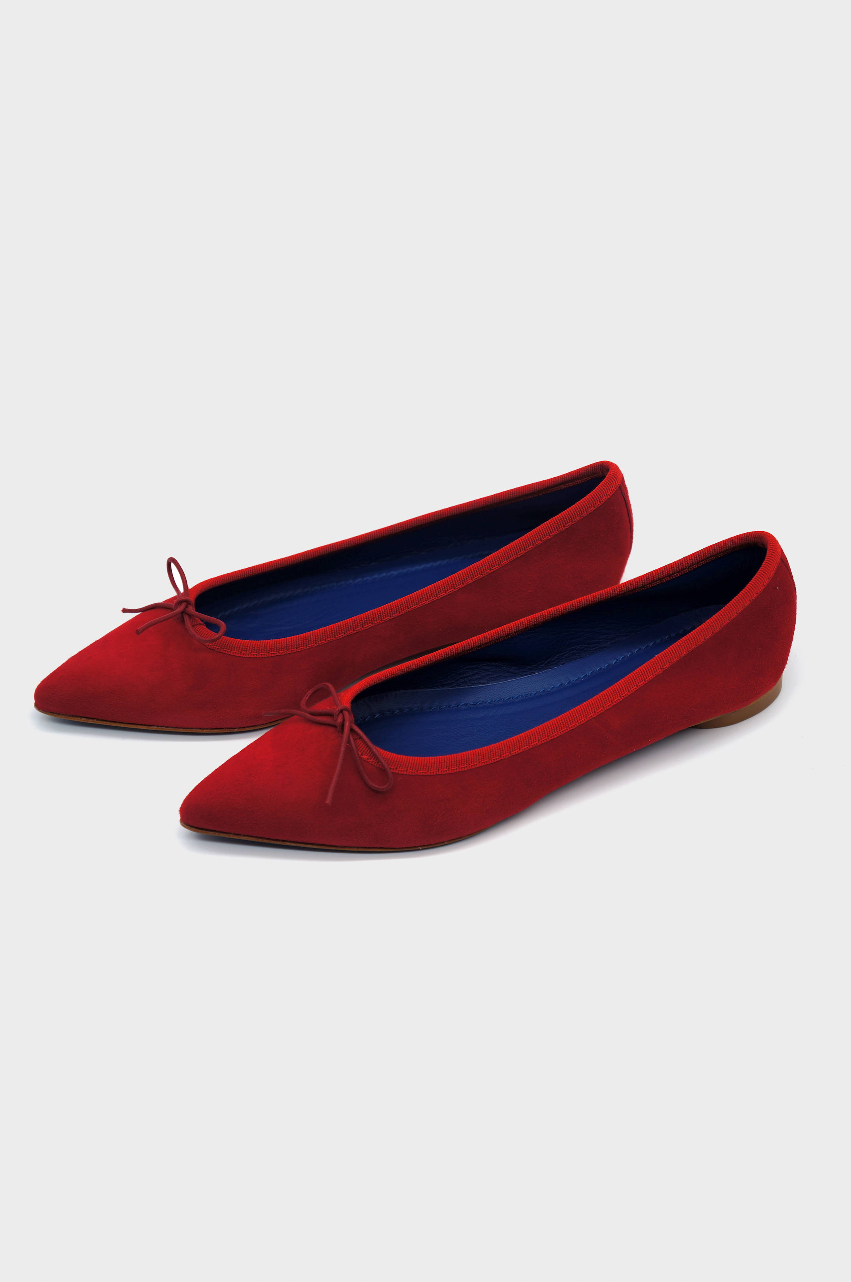 NUR ITALY Isabella Suede Pointed-Toe Flat, Color, RED #color_varese fire