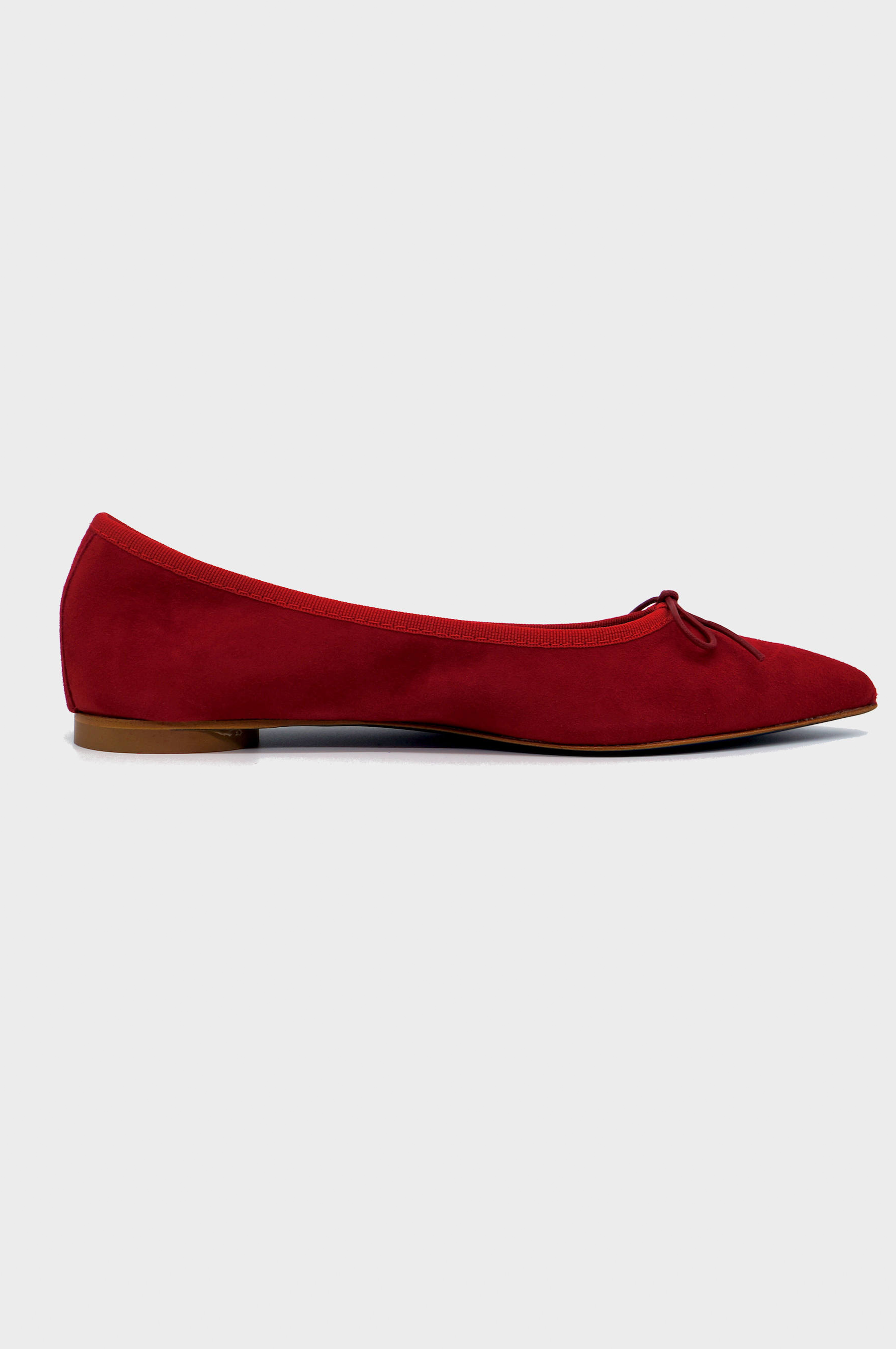 NUR ITALY Isabella Suede Pointed-Toe Flat, Color, RED #color_varese fire