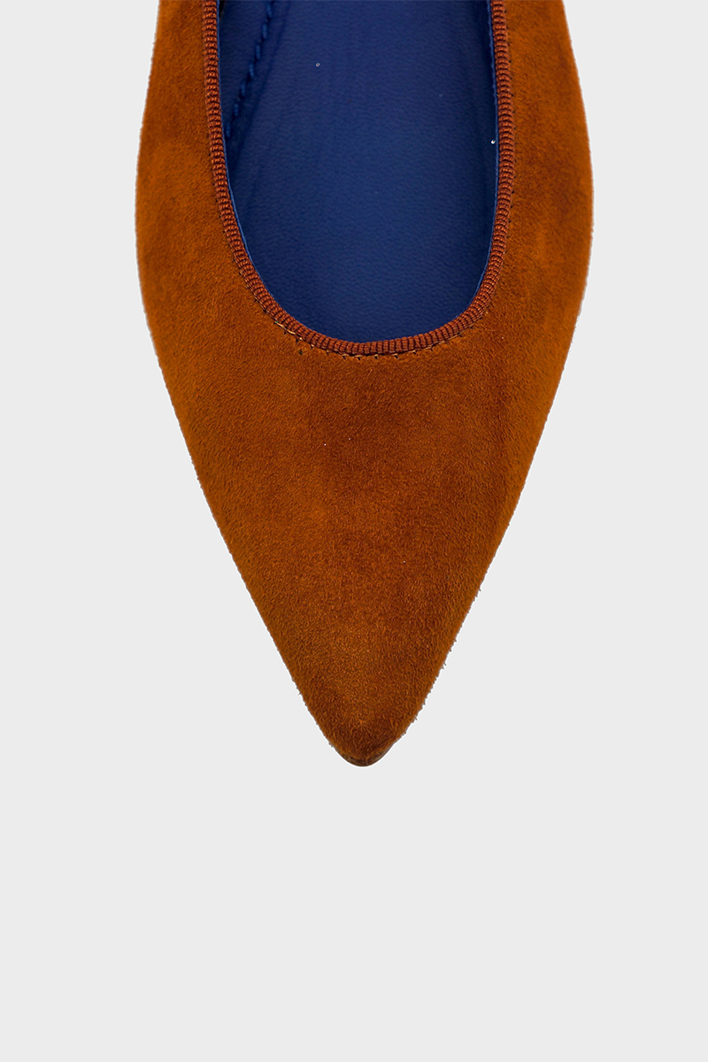 NUR ITALY Margherita Suede Pointed-Toe Flat, color TAN #color_palermo tan