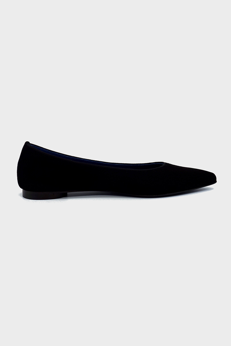 NUR ITALY Margherita Suede Pointed-Toe Flat, color BLACK #color_milano black